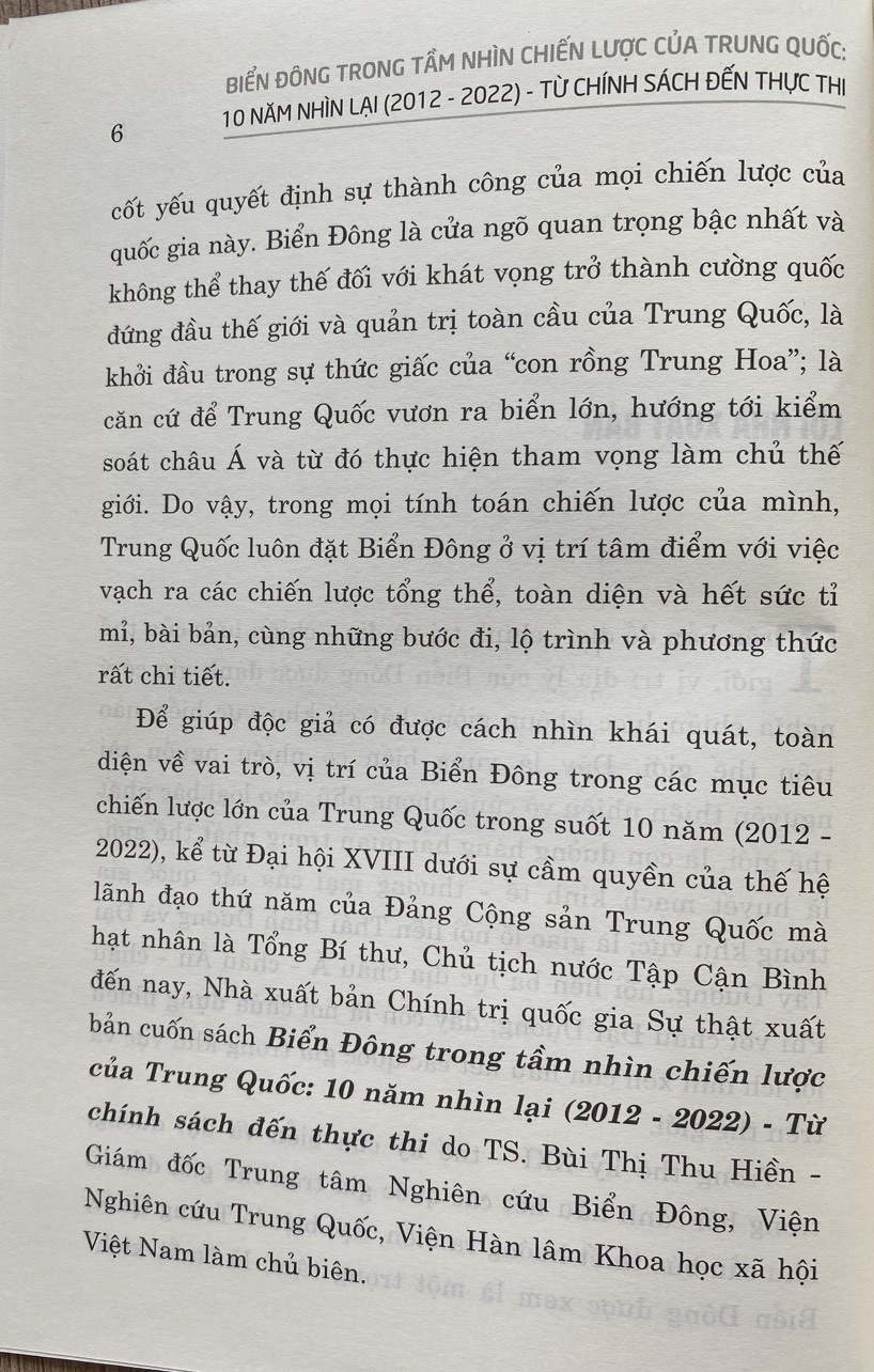 Biển Đông Trong Tầm Nhìn Chiến Lược Của Trung Quốc 10 Năm Nhìn Lại ( 2012 -2022 ) Từ Chính Sách Đến Thực Thi