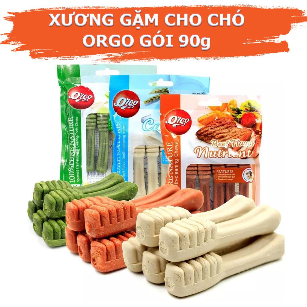 Xương ORGO, Xương Gặm Sạch Răng Thơm Miệng Cho Chó, Gói 90g