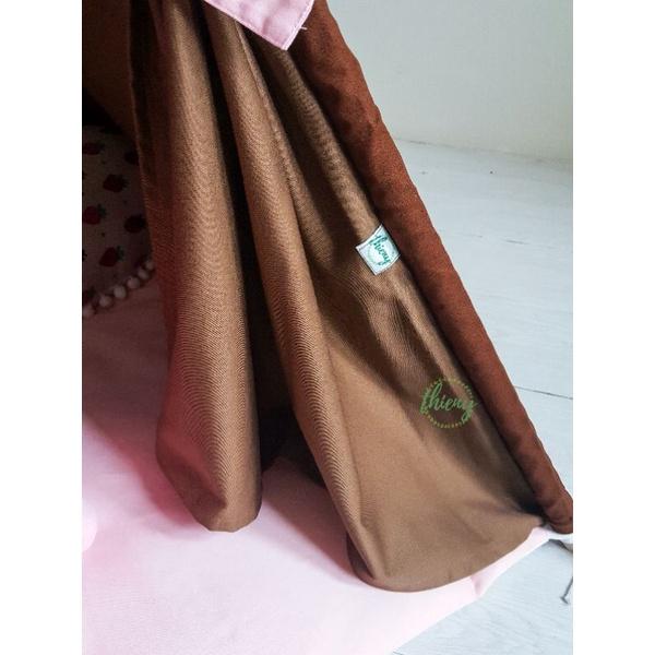 Lều vải cho bé gái màu hồng nâu socola đẹp cao cấp vải kaki cotton 100% Lều vải Thiên Ý tự sản xuất Hình ảnh tự chụp