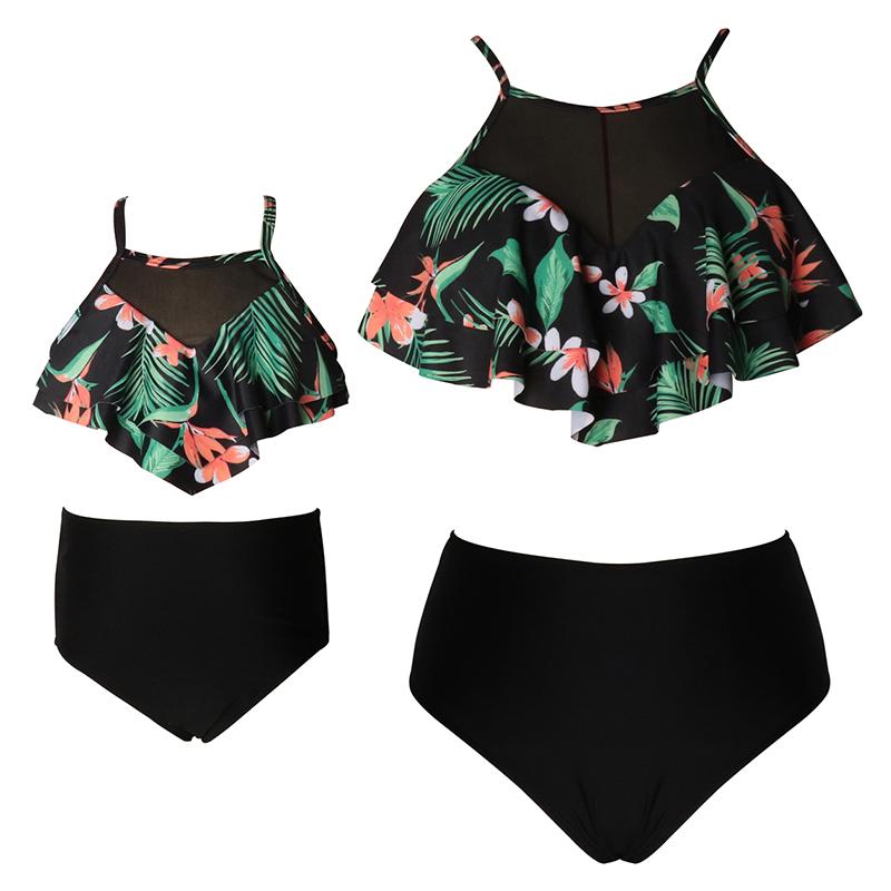 3-12 Tuổi Áo Tắm Bé Gái Hoa Bikini Hè Cha Mẹ-Con Đồ Bơi Trẻ Em Đồ Bơi Bộ Trẻ Em Người Phụ Nữ Đi Biển Tắm phù Hợp Với