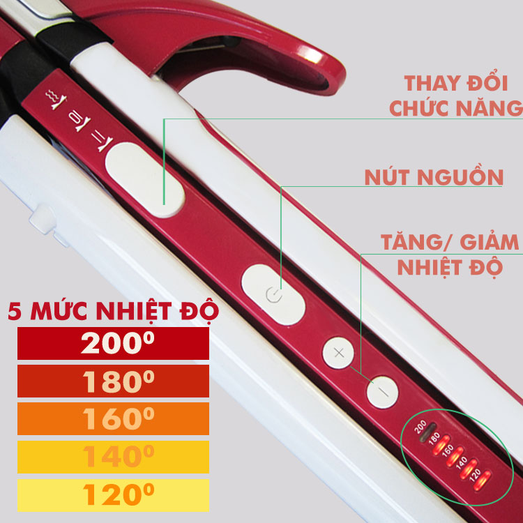 Máy làm tóc 3in1 chuyên dụng KEMEI KM-3304 điều chỉnh 5 mức nhiệt độ thích hợp sử dụng với mọi loại tóc, có thể duỗi tóc là tóc uốn tóc, dập xù, bấm tóc