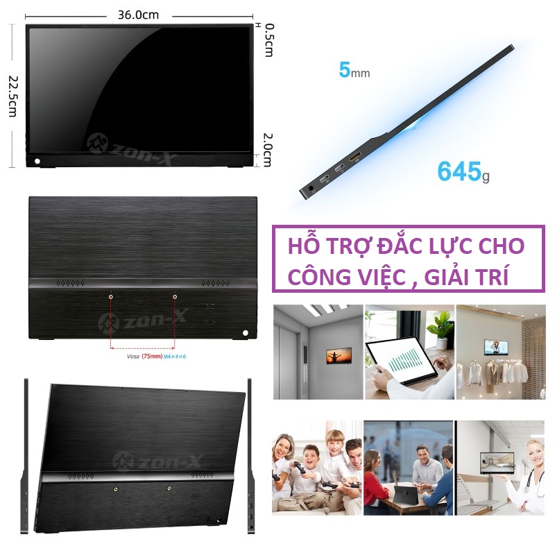 Màn hình di động 15,6 inch cho máy tính , laptop , smartphone , máy game - Hàng nhập khẩu
