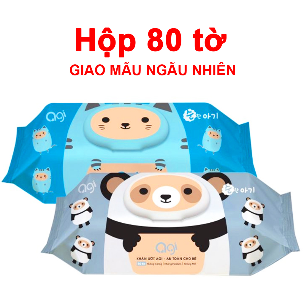 Khăn ướt Agi, Khăn ướt cho bé chính hãng mềm mịn không mùi an toàn cho bé yêu (hộp 100 tờ) – KH011