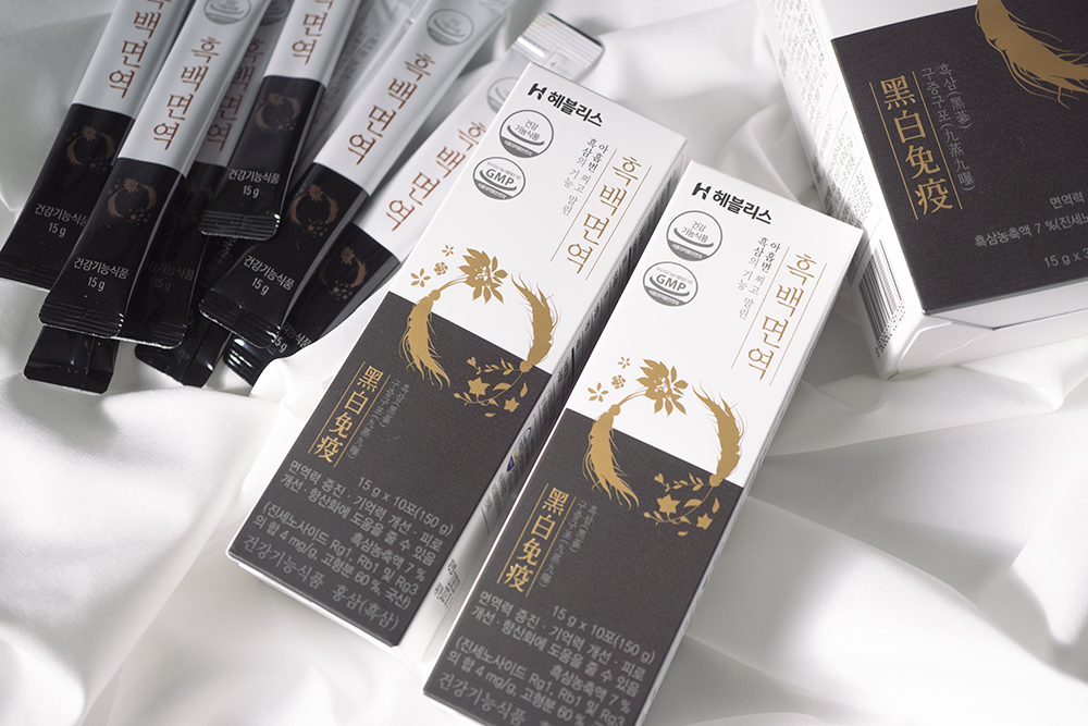 Sâm uống cao cấp giúp tăng cường sức khỏe, cải thiện trí nhớ Heblis Black & White Immune Hàn Quốc