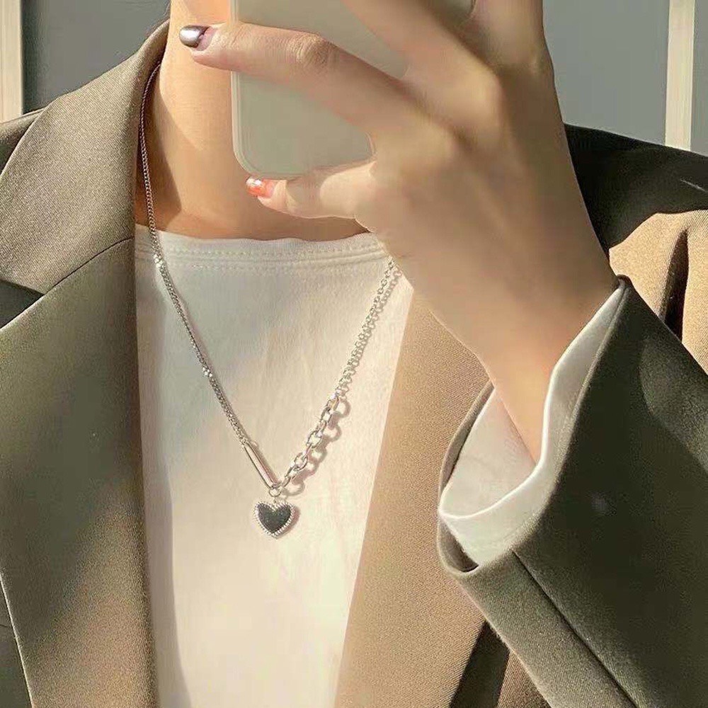 Vòng Cổ Mặt Dây Hình Trái Tim Phong Cách Hiphop Hàn Quốc