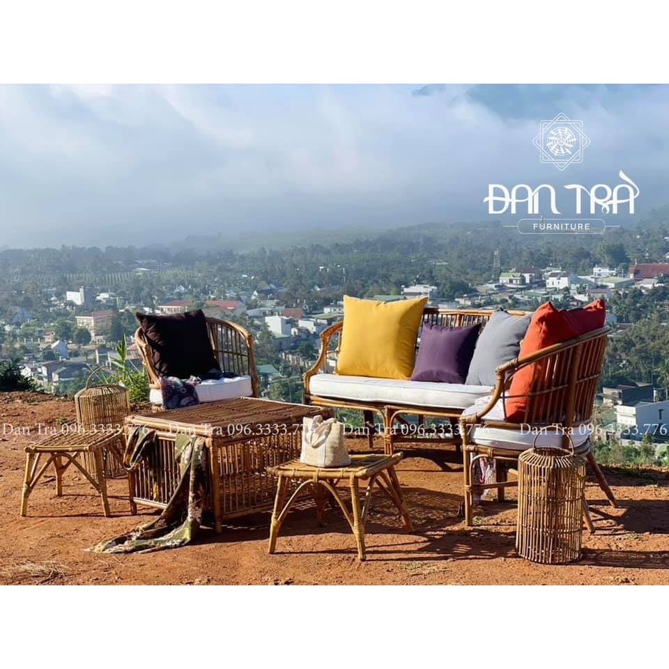 Bộ Ghế Sofa Mây CARIBBEAN -  Bộ Bàn Ghế Mây  Decor Phòng Khách- Bộ Bàn ghế mây Vintage- Nội Thất Mây Tre Đan Trà