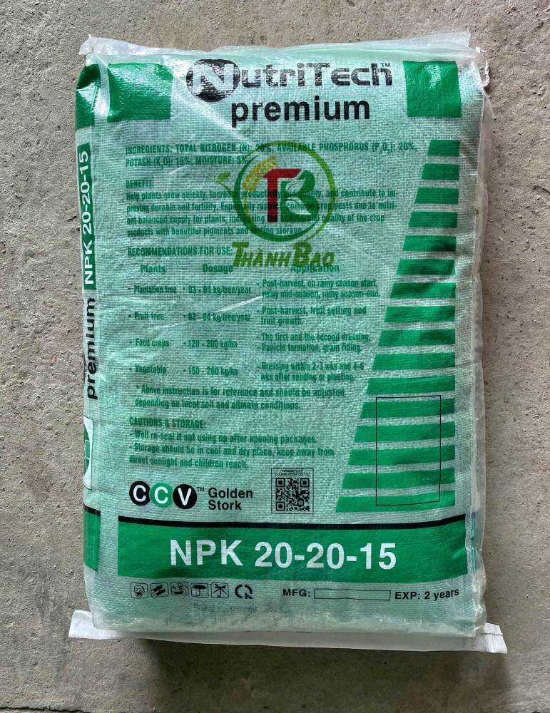 Phân bón NPK 20-20-15 TE CCV bao 25kg