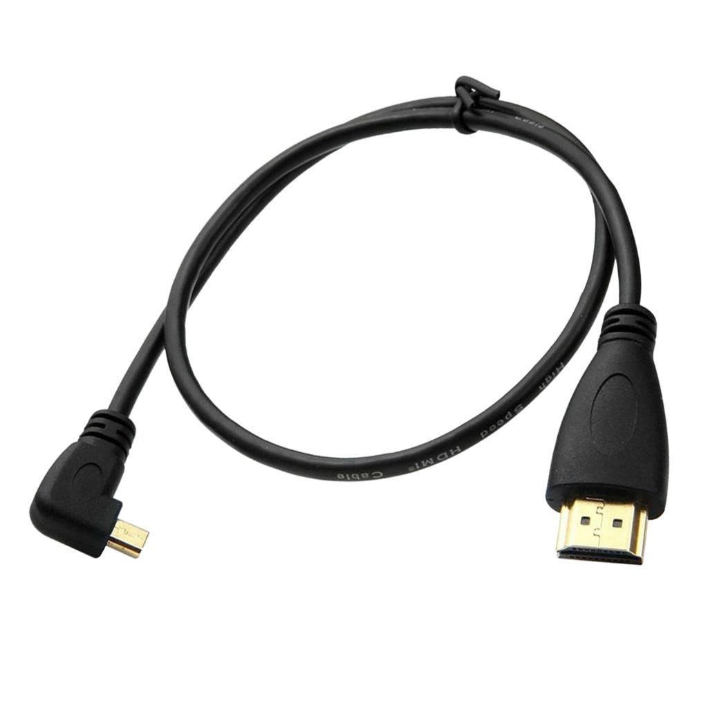 90 Degree Left Angle Micro HDMI Male to HDMI Male Data Cable Extension Cord