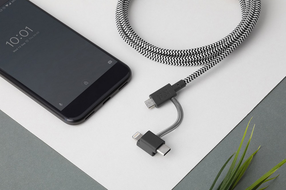 Dây Cáp Sạc 3 Trong 1 Native Union BELT CABLE UNIVERSAL ZEBRA 2m - hàng chính hãng