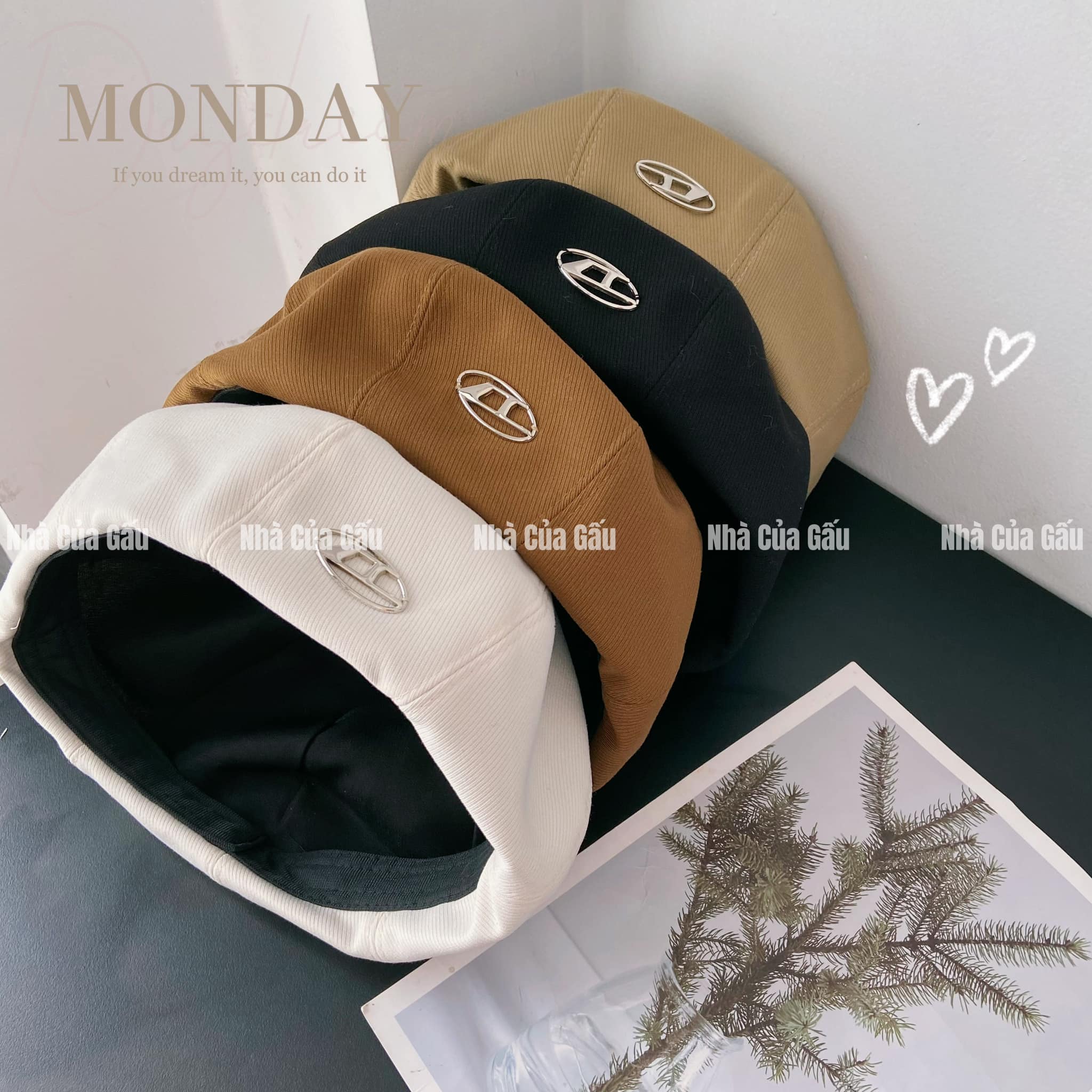 Mũ nồi beret logo hình bát giác form phồng chất siêu đẹp