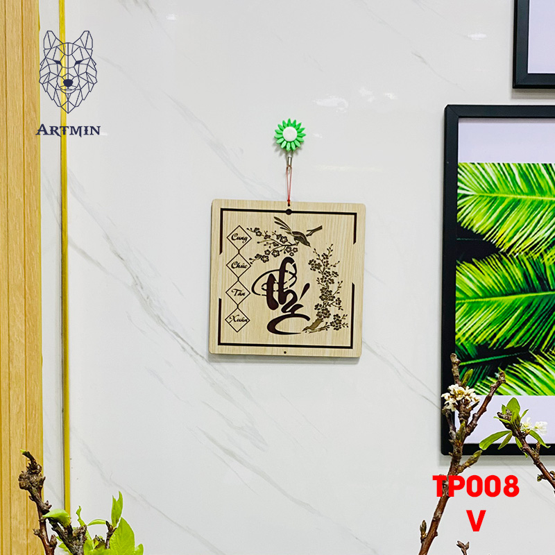 Chữ Phúc Hoa Văn Thư Pháp - Bảng Gỗ Decor - Trang Trí Nhà Cửa - Tết