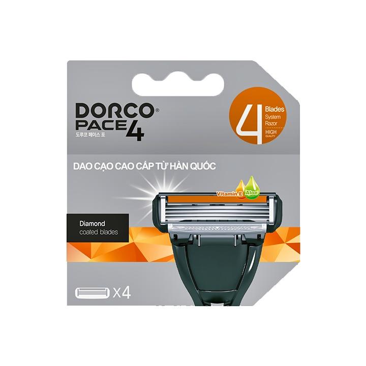 Combo Dao Cạo Và Vỉ 04 Đầu Dao Cạo Râu 4 Lưỡi DORCO Pace 4