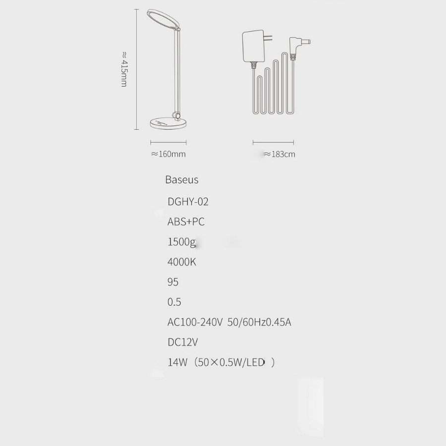 Đèn để bàn bảo vệ mắt Baseus Smart Eye Series Full Spectrum Eye-protective Desk Lamp LV830-SB-CN-WH