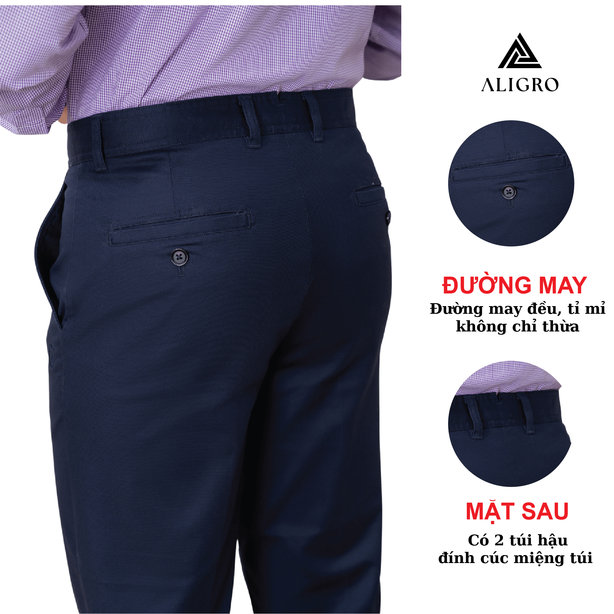 Quần kaki nam ALIGRO chất liệu kaki mềm mịn cao cấp dáng slimfit màu xanh than ALGK064