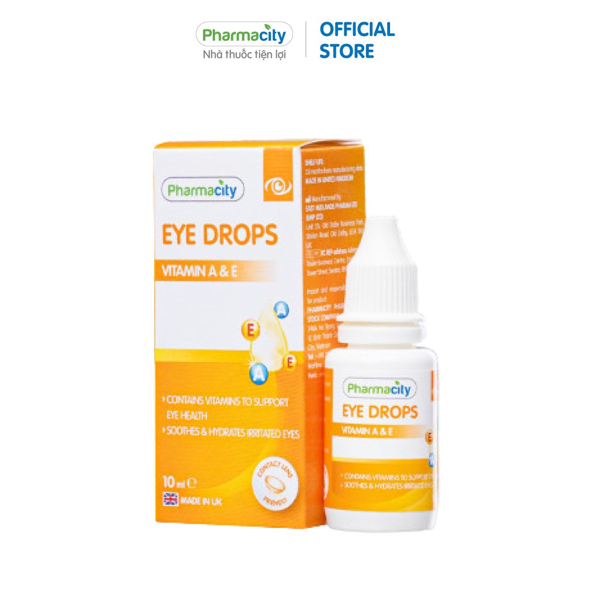 Dung dịch nhỏ mắt Pharmacity Eye Drops - Vitamin A &amp; E (Chai 10ml/ Hộp)