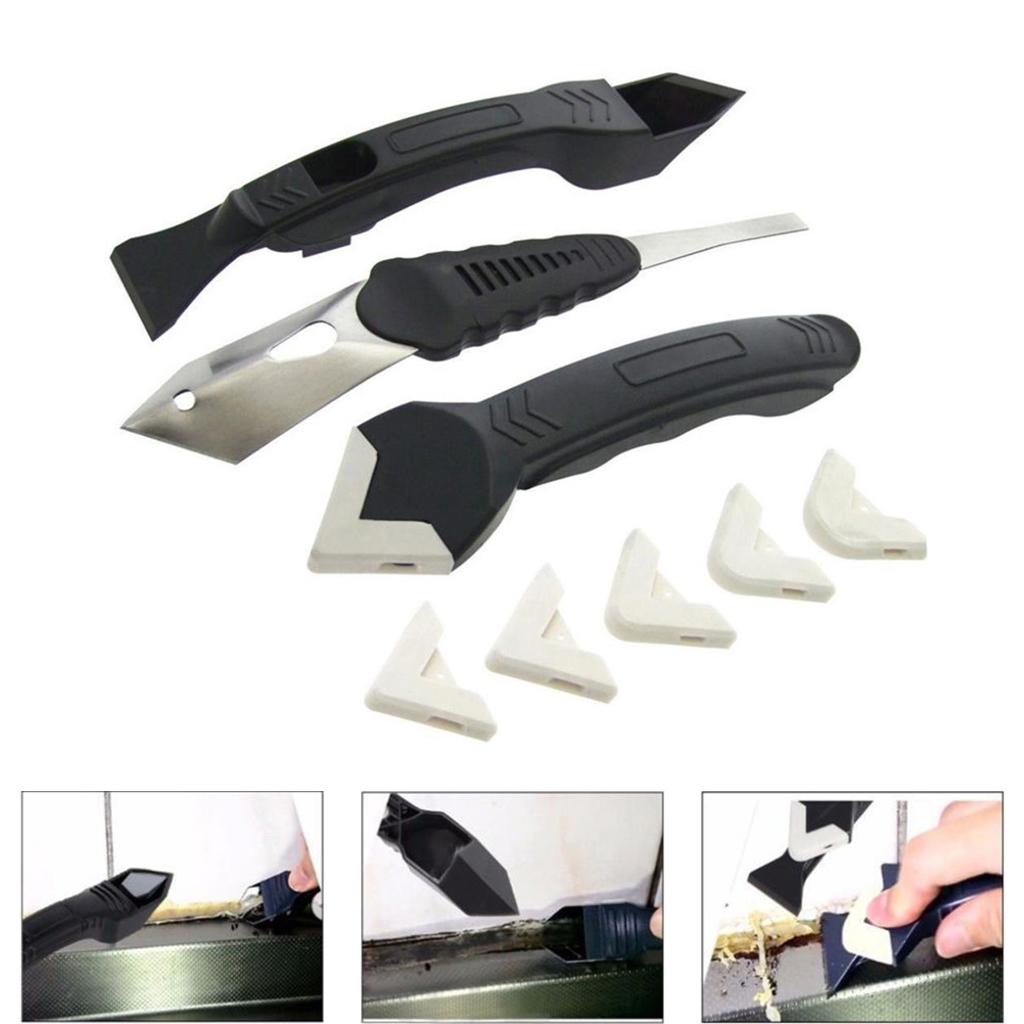 3in1 Silicone Caulking Tools Angle Scraper Removal Tool w/ 5 Pad for Kitchen