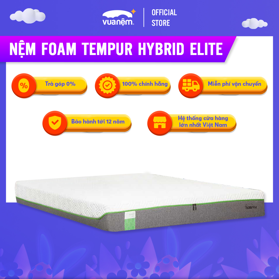 Nệm Foam cao cấp Tempur Hybrid Elite sở hữu lớp phủ QuickRefresh êm ái - Công nghệ CoolTouch giữ nệm luôn mát mẻ