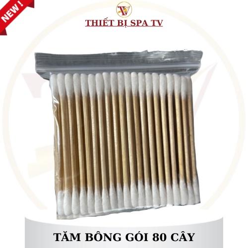 Tăm bông cán gỗ nặn mụn cao cấp gói 80 que