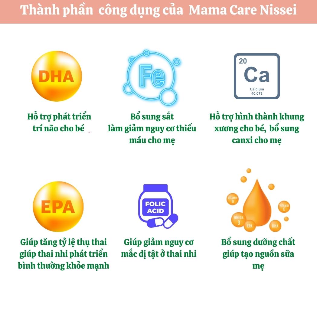 Vitamin tổng hợp cho bà bầu mẹ sau sinh cho con bú Mama Care Nissei Nhật Bản