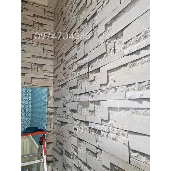 Giấy dán tường vân gạch đá 3d sẵn keo dán