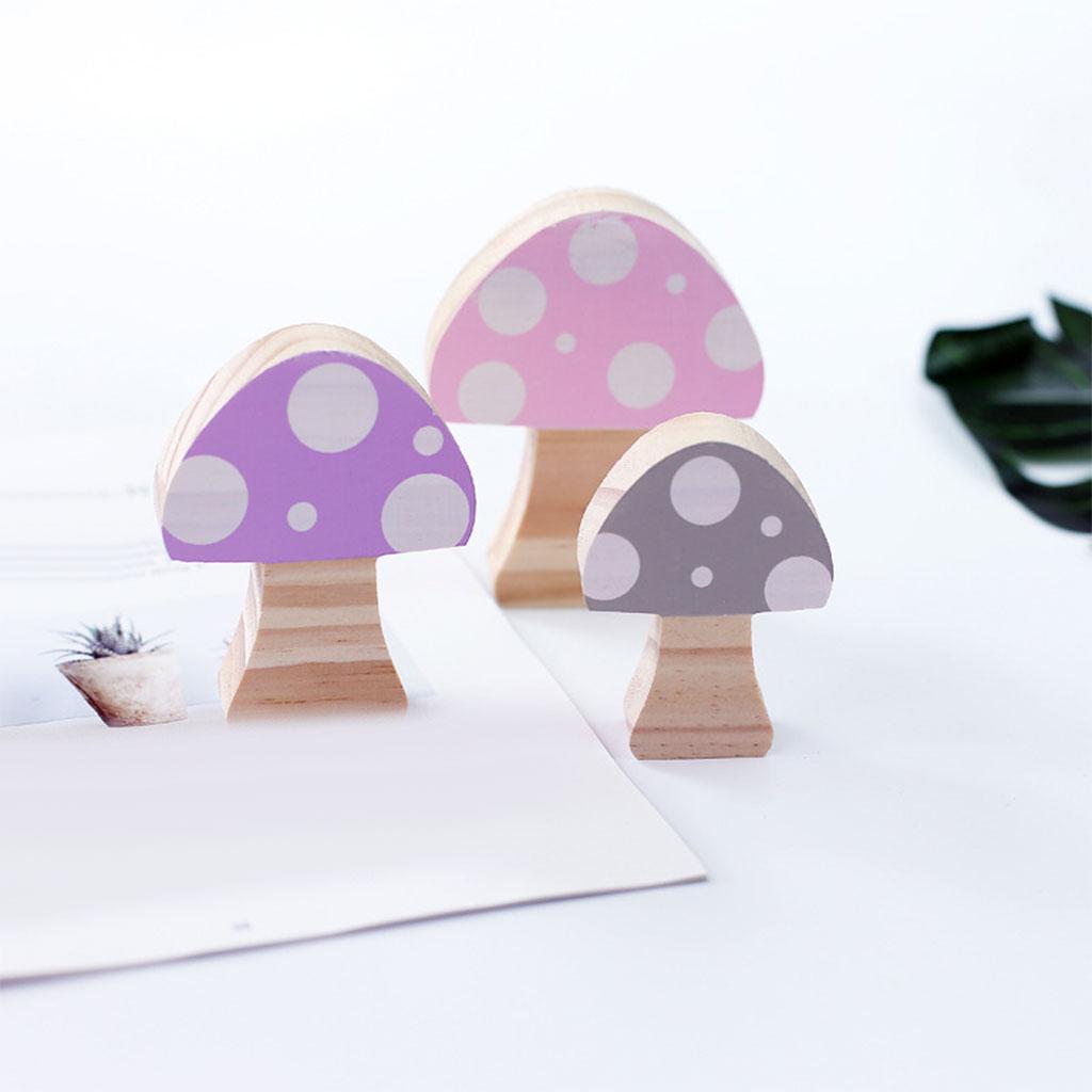 Mushroom Building Blocks Ornaments Toy Room Decor Wooden for Photo Props Pink