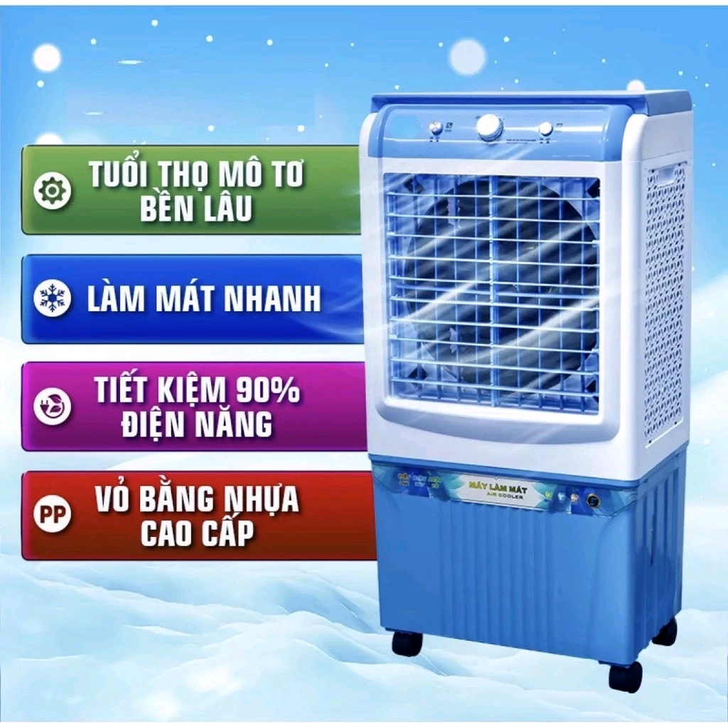 Quạt điều hòa hơi nước Camac CN-40 inventer, dung tích 40 lít, làm mát nhanh, tiết kiệm điện, tặng kèm 2 hộp đá khô, Bảo hành 12 Tháng