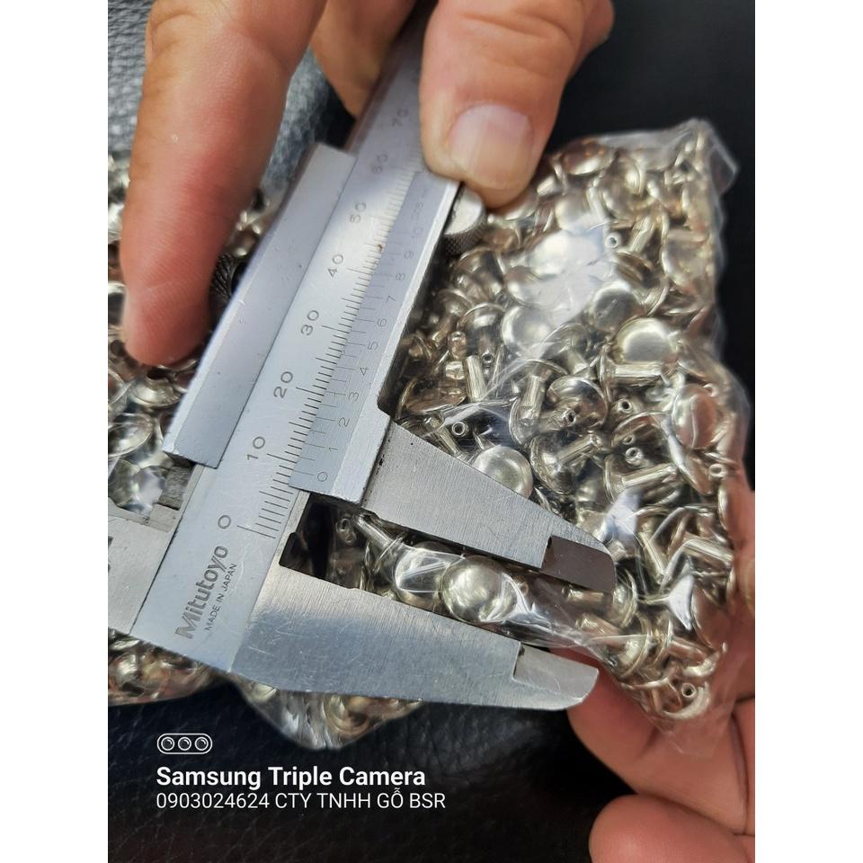 Nút tán rivet 2 mặt Bằng sắt xi Màu bạc, màu vàng, màu đồng Size 5mm, 6mm, 8mm, 9mm Đóng thùng giấy, thủ công