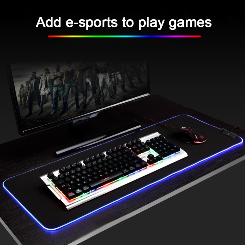 RGB Gaming Mouse Pad, 9 Lighting Modes,Glowing Led Mouse pad,Non-Slip Rubber Base Computer Mousepad Mat,800x300x4mm