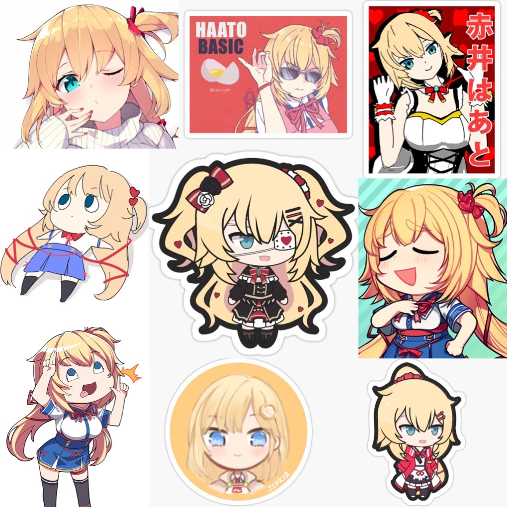 Ảnh Sticker Akai Hatto 30-60 cái ép lụa khác nhau/ Hình dá Vtuber Hololive Akai Hatto