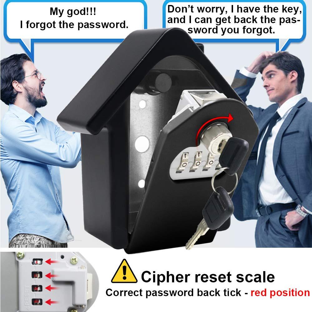 Hộp Key Wall Key với mã kỹ thuật số / Khóa khẩn cấp, Kích thước hộp an toàn lớn XL Phím bên ngoài cho nhà, bàn, nhà máy, nhà để xe