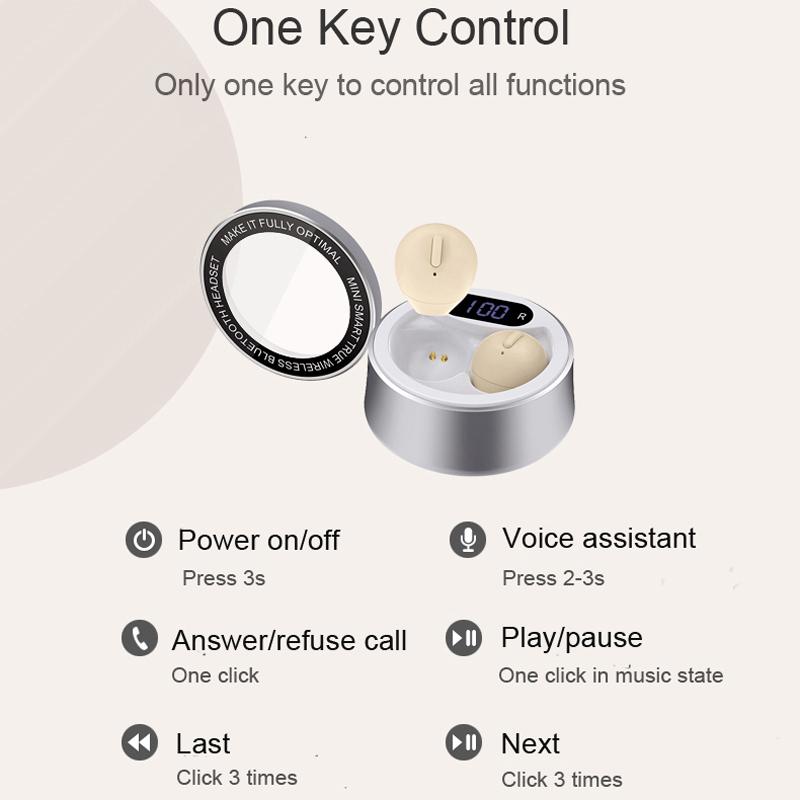 Tai nghe Bluetooth không dây Tai nghe nhỏ ẩn tai nhỏ vô hình Tai nghe nhét tai siêu nhỏ ngủ USB loại C Có tai nghe rảnh tay có micrô cho tất cả điện thoại di động