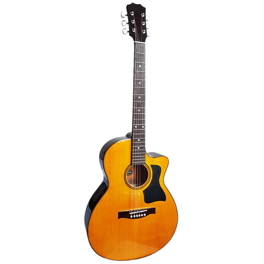 Đàn guitar acoustic DT70 màu vàng dáng A khuyết cần đàn có ty âm tốt ghitar đệm hát dành cho bạn mới tập Duy Guitar tặng 4 phụ kiện