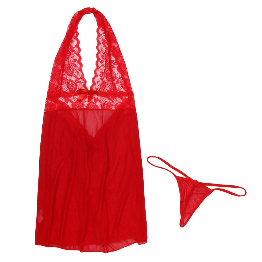 Womens Babydoll G-String Dress Underwear Lingerie Thong Nightwear