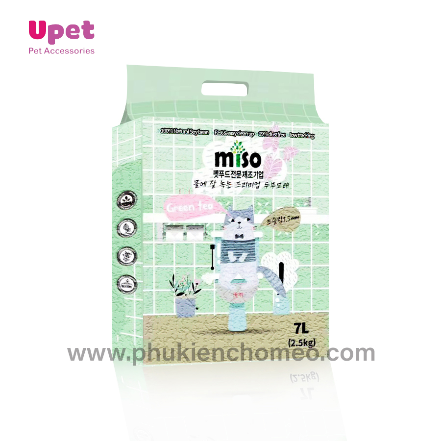Cát đậu nành / Cát vệ sinh Tofu MISO 7L thấm hút, khử mùi hiệu quả, không bụi an toàn dành cho mèo