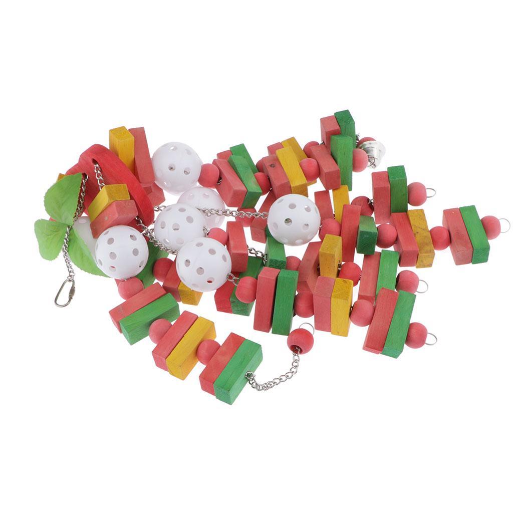 Bird Toys Cage Hanging Accessories Wooden Blocks Toys for Small Parrot Birds