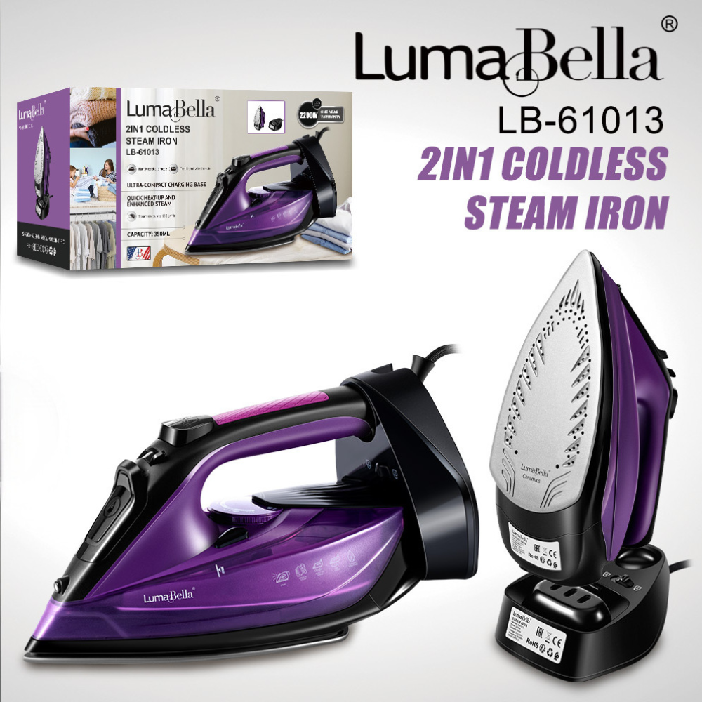 Bàn ủi hơi nước cầm tay không dây Lumabella LB-61013 cao cấp công suất lớn 2200W với 5 chế độ ủi phù hợp mọi gia đình - DELIYA HÀNG CHÍNH HÃNG