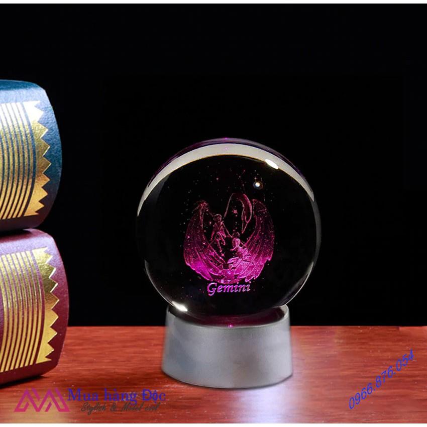 Quà Tặng Sinh Nhật Quả Cầu Pha Lê 3D LED Cung Song Tử