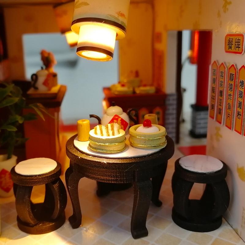 Mô hình lắp gáp gỗ đồ chơi trí tuệ mô hình nhà trọ Cổng Rồng mini thu nhỏ M901 có đèn quà tặng cho bé trẻ em