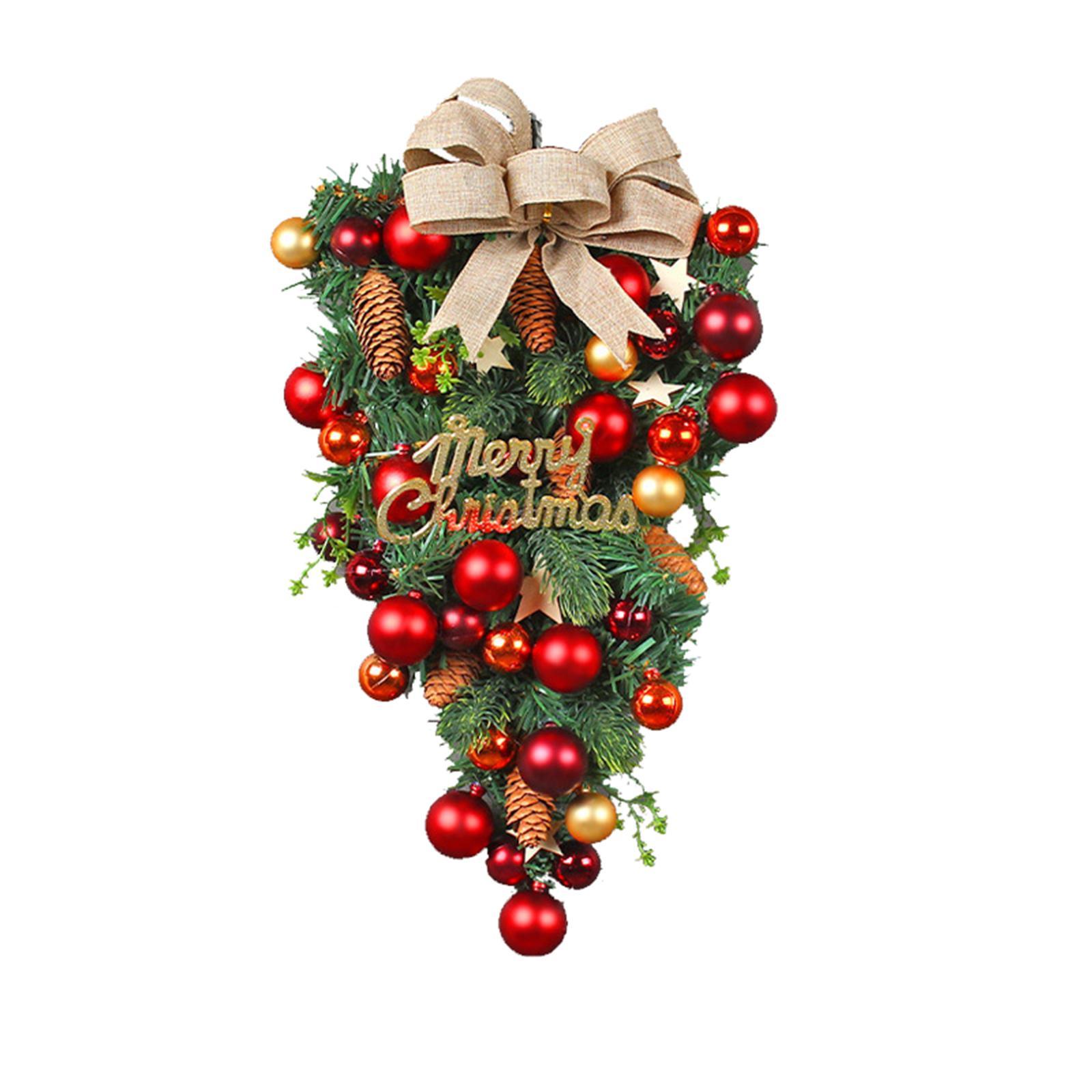 Christmas Teardrop Swag Door Wreath Hanging Pendant for Festival Decor