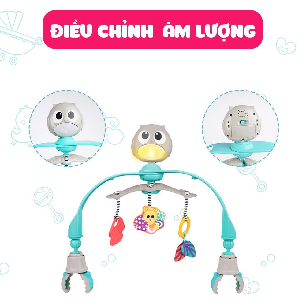 Đồ chơi treo nôi cũi, xe đẩy nhạc trắng ru ngủ, chiếu đèn cú mèo xinh xắn WINFUN 0865 - kích thích phát triển thị giác - BPA free