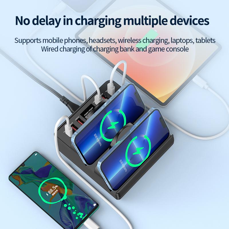110W USB Sạc 8 Cổng Quick Charge 3.0 Bộ chuyển đổi bộ sạc không dây trung tâm