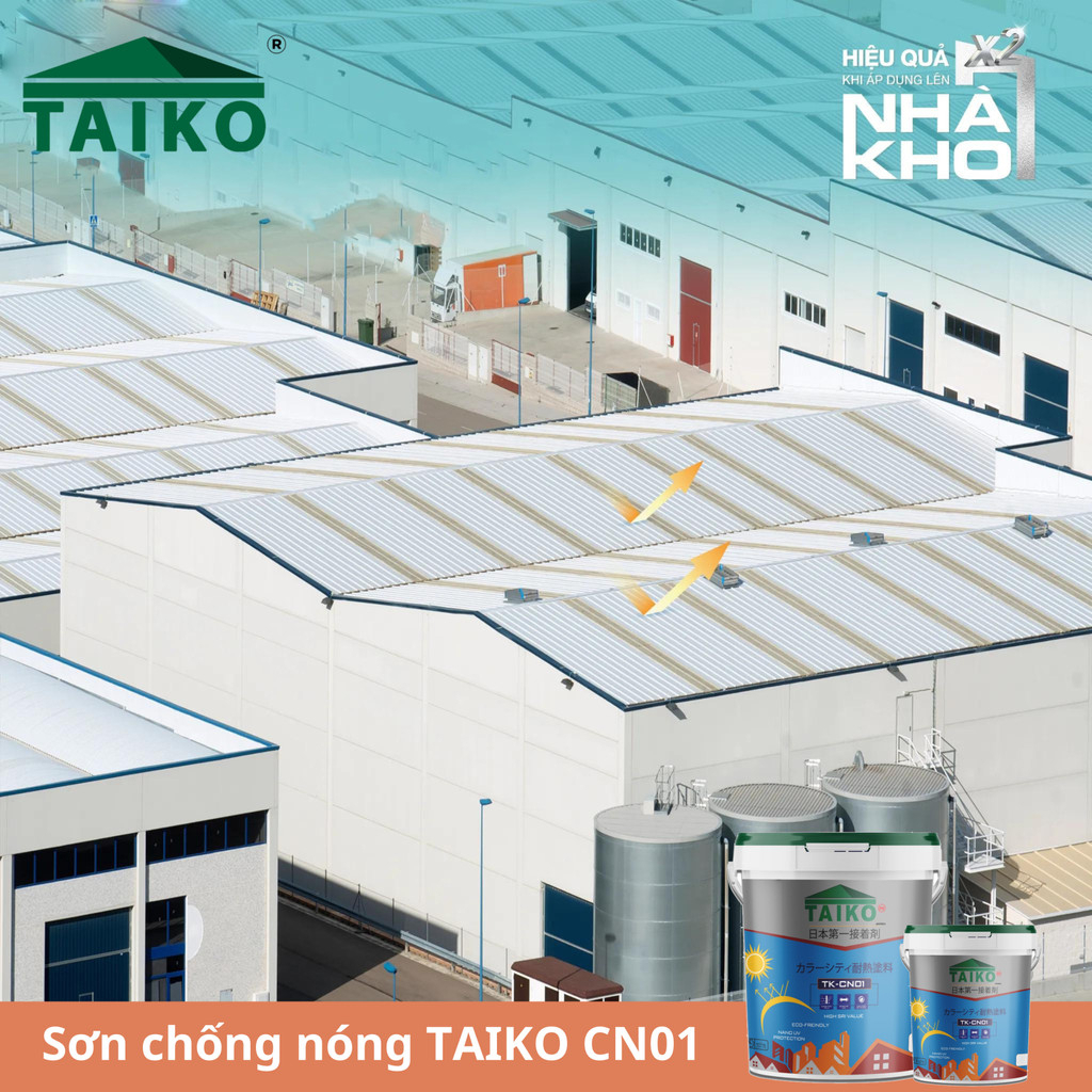 Keo Chống Nóng, Chống Thấm Taiko CN01-18 Lít- Sử Lý bề mặt tường nhà, mái tôn, kim loại tấm lợp fibro