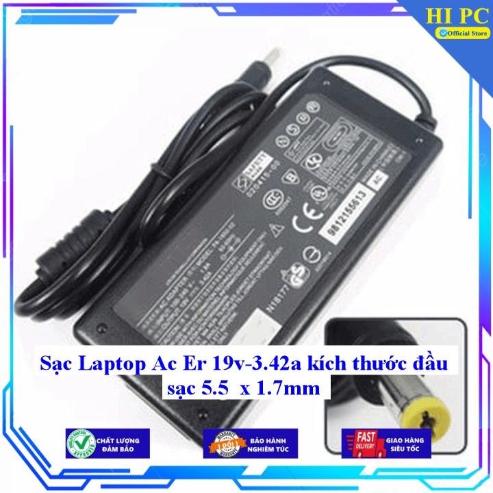 Sạc Laptop Ac Er 19v-3.42a kích thước đầu sạc 5.5 x 1.7mm - Kèm Dây nguồn - Hàng Nhập Khẩu