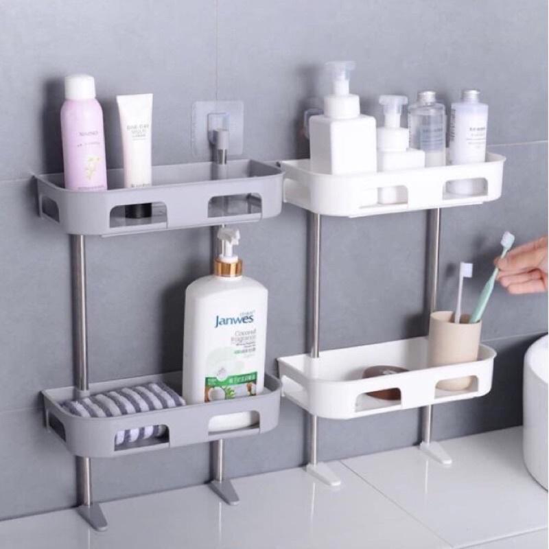 KỆ ĐỂ ĐỒ NHÀ BẾP ĐỰNG GIA VỊ , KHAY ĐỂ ĐỒ NHÀ TẮM NHÀ VỆ SINH HÍT CHÂN KHÔNG 2 TẦNG ĐA NĂNG TIẾT KIỆM DIỆN TÍCH