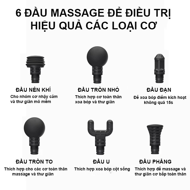 Máy Massage Cầm Tay Cao Cấp Booster M2-D mẫu mới 2021 Công suất 120W, 6 Đầu 30 chế độ - Máy Mát Xa Toàn Thân, Súng Massage cầm tay, Mát Xa Chuyên Sâu, Giảm Đau, Tê Mỏi, Cứng Khớp - Hàng Chính Hãng