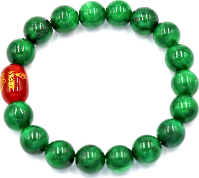 Vòng tay chuỗi hạt cẩm thạch đông ninh 10 ly Thái tuế phù DTTH27