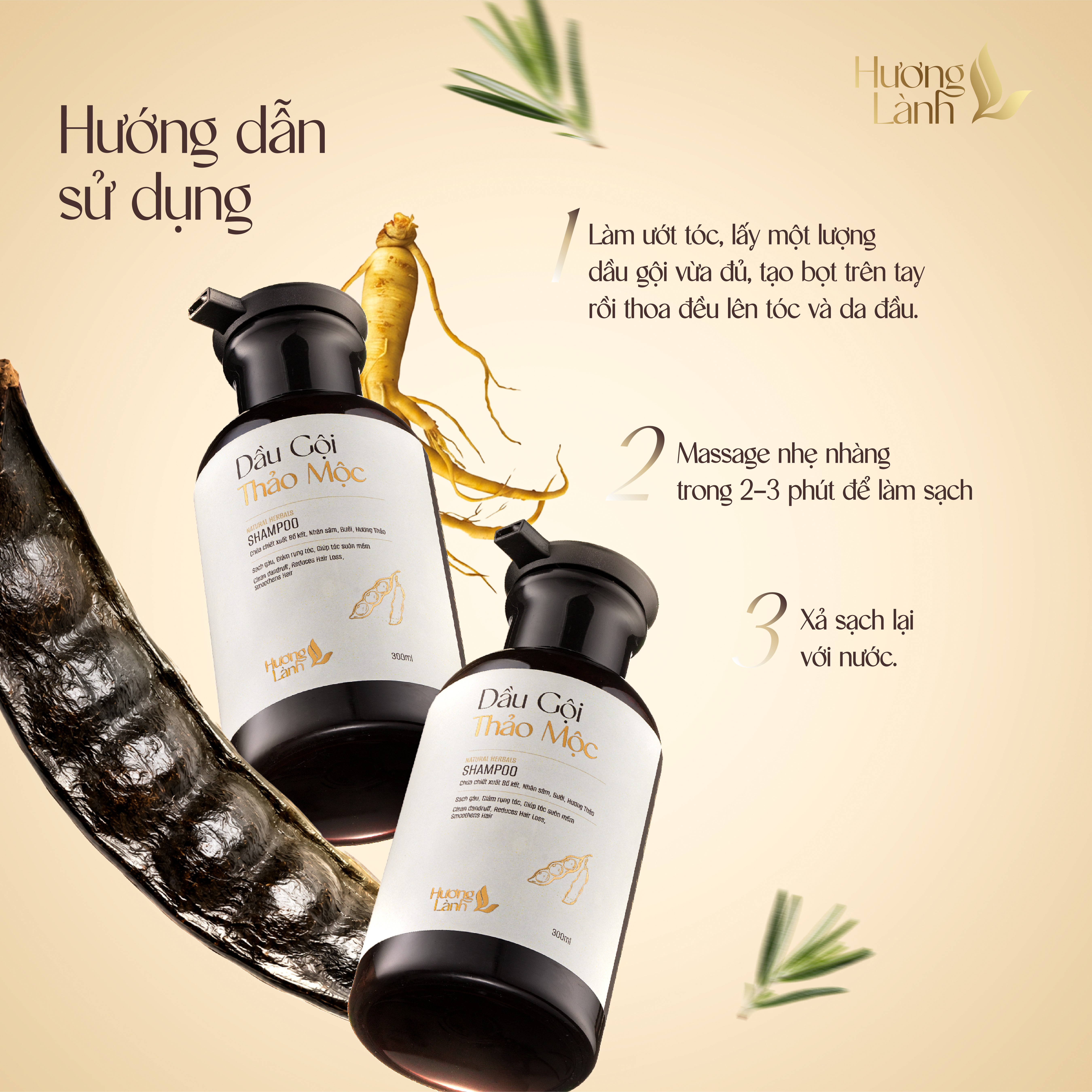COMBO 2 chai Dầu gội Thảo mộc Hương Lành