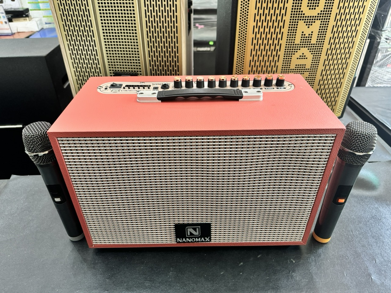 Loa Kéo Karaoke Xách Tay Nanomax (K-01) - Bass 20cm - Công Suất 120 Watt -Tặng Kèm 2 Micro - Hàng Chính Hãng