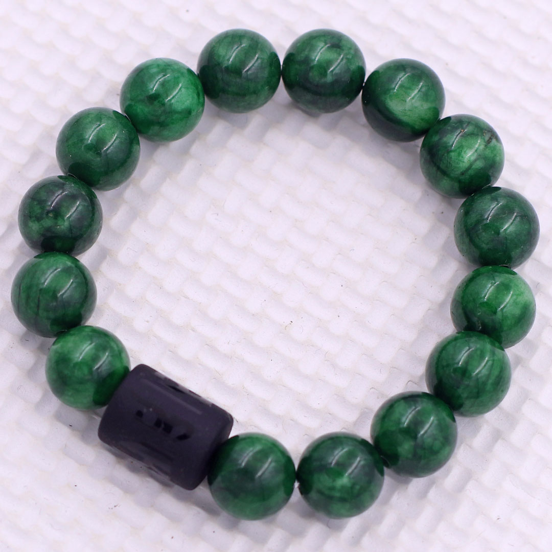 Vòng chuỗi đeo tay đá cẩm thạch sơn thủy 10 ly charm lục tự Đại minh chân ngôn, Om Mani Padme Hūm, Chân ngôn Lục tự