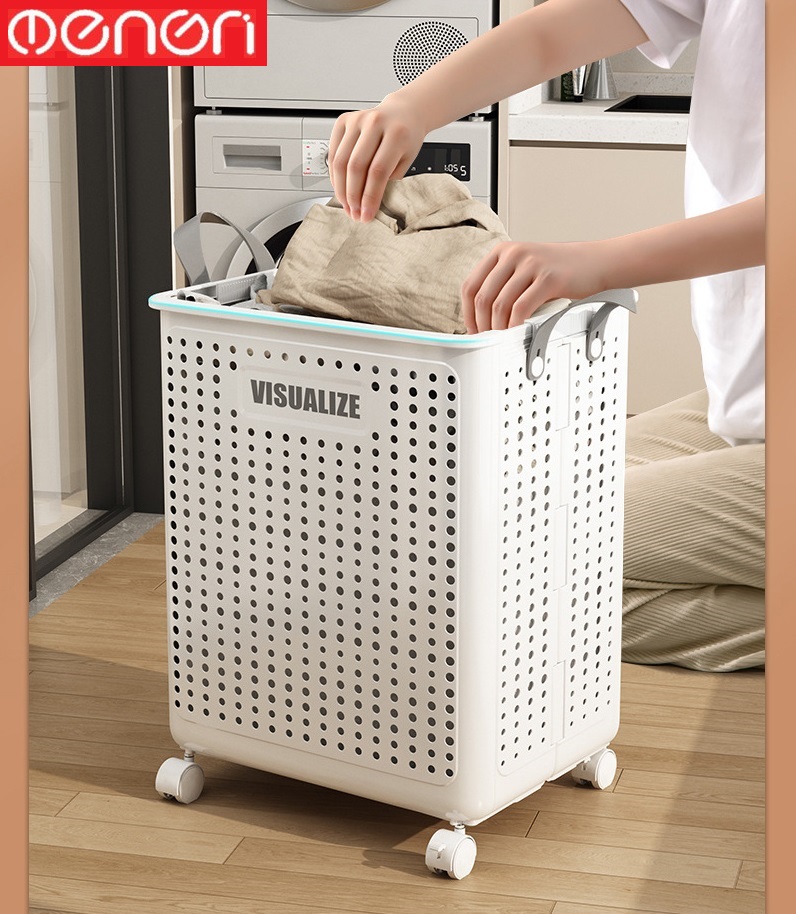 Giỏ Đựng Quần Áo Gấp Gọn Có Bánh Xe Di Chuyển Chất Liệu Nhựa ABS - OENON